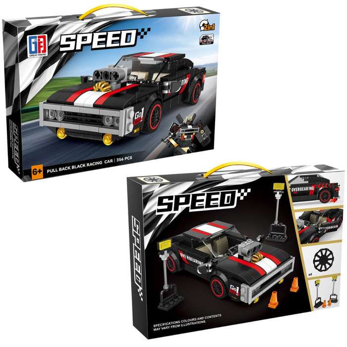 Speed Racing Car Building Blocks Black 356 Pcs 2-in-1