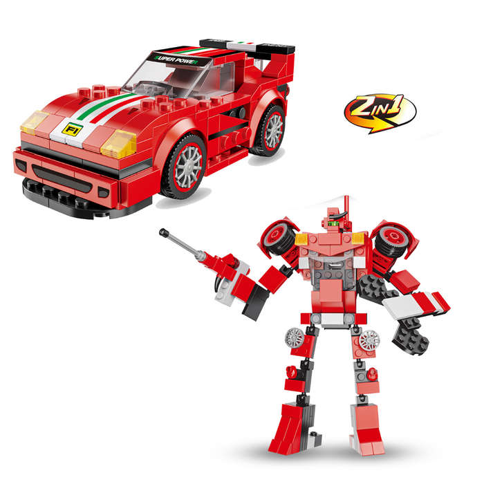 Speed Racing Car Building Blocks Red 220 Pcs 2-in-1