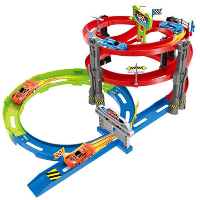 Power Track Racing Super Track Racer Set - 36-Piece Multi-Level Car Track with Loop & Launcher