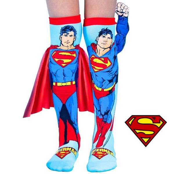 MADMIA DC Superman Knitted Knee-High Socks, 3D arm & Cape Ages 6-99