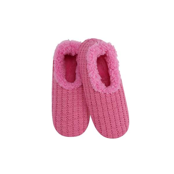 snoozies Womens Fleece Slippers Keep me in Stitches Pink