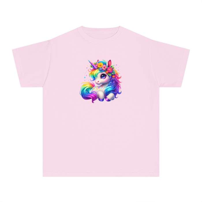 Kids Laying Down Unicorn Tee with Rainbow Mane and Tail  Available in Pink and Black