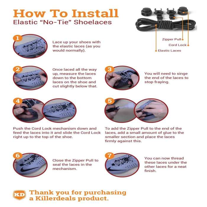 Killer Deals Lazy No-Tie Elastic Speed Shoelaces - Brown