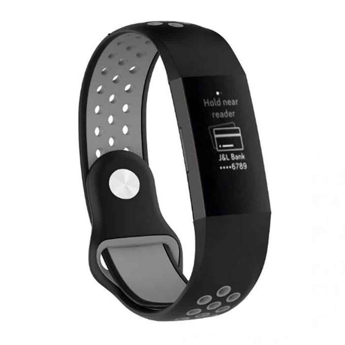 Silicone Band for Fitbit Charge 3(S/M) - Black+Grey