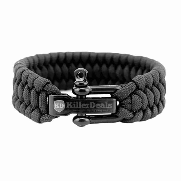Killer Deals Heavy-Duty Paracord Outdoor Survival Emergency Bracelet- Black