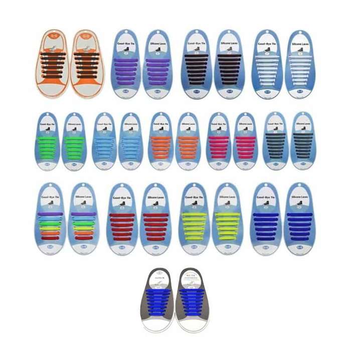 Killer Deals elastic lazy no-tie silicone speed laces - Dark blue (Kids)