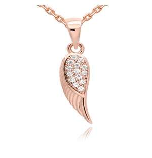 Rose CZ Angel Wings Necklace