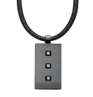 ARZ Steel Stainless Steel Black Dog Tag Pendant