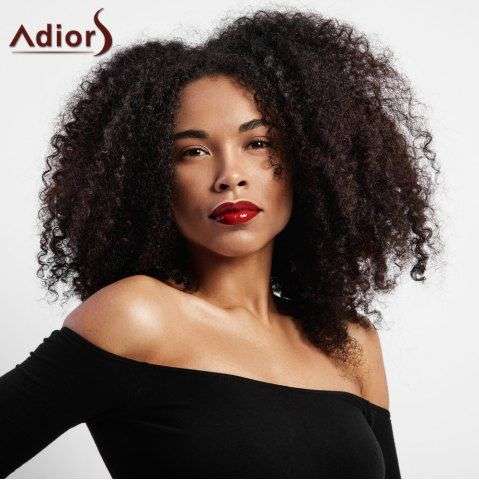 Short Center Part Shaggy Afro Kinky Curly Synthetic Wig