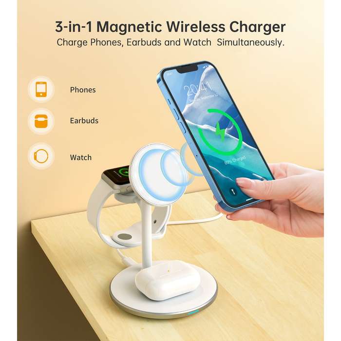 Choetech 15W Fast Wireless Charger - Charging Stand - White