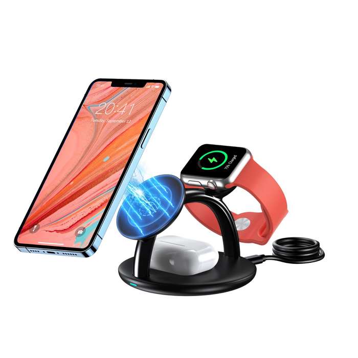 Choetech 15W 3-in-1 Magnetic Wireless Charger - Black