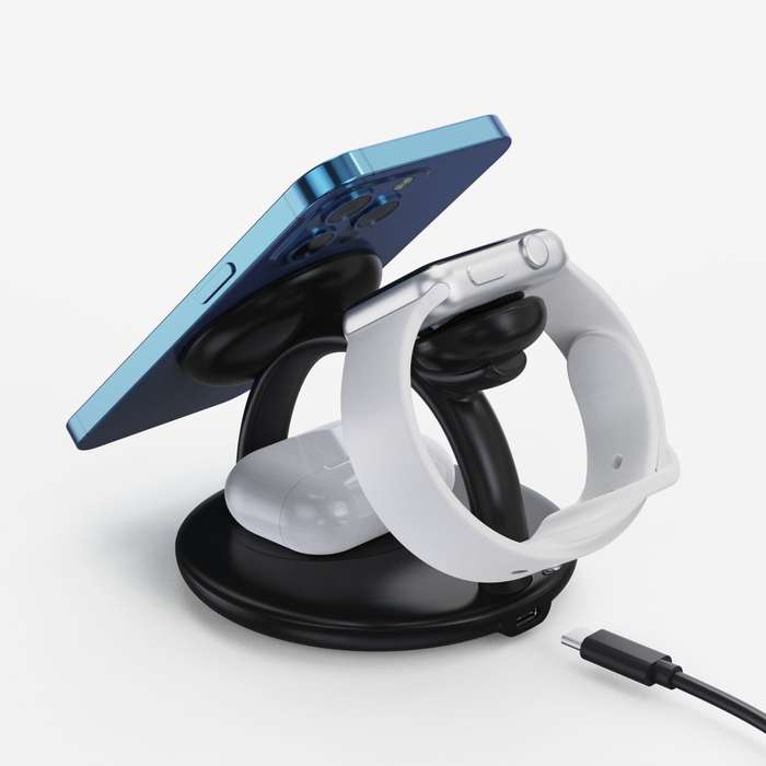 Choetech 15W 3-in-1 Magnetic Wireless Charger - Black