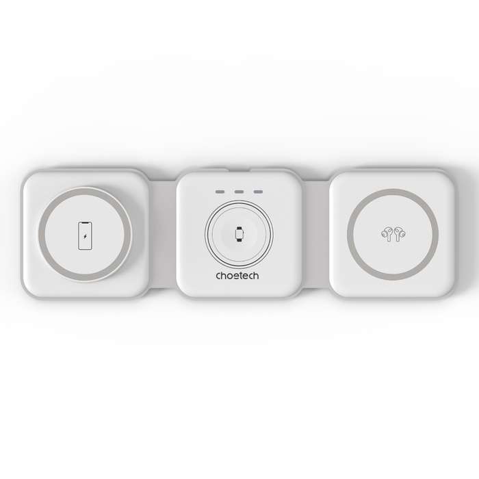 Choetech 3-in-1 Magnetic Wireless Charger - 15W - White