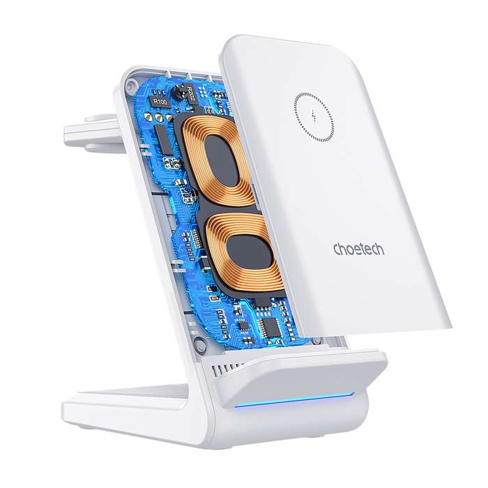 Choetech 15W 3-in1 Magnetic Wireless Charger - White