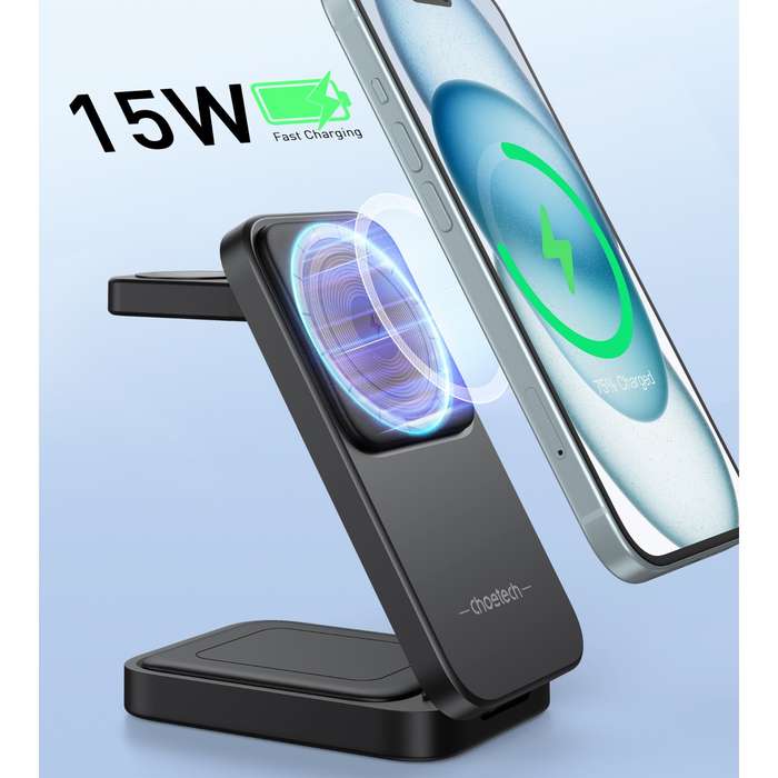Choetech 15W Wireless Charger - 3 in 1 Magnetic Charging Stand