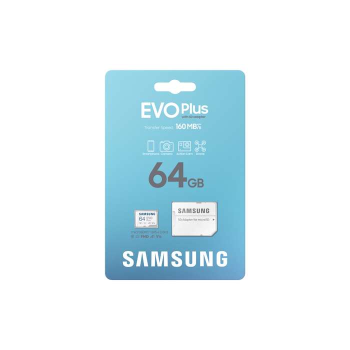 64GB Samsung Evo Plus Micro SD XC Memory Card and Adapter