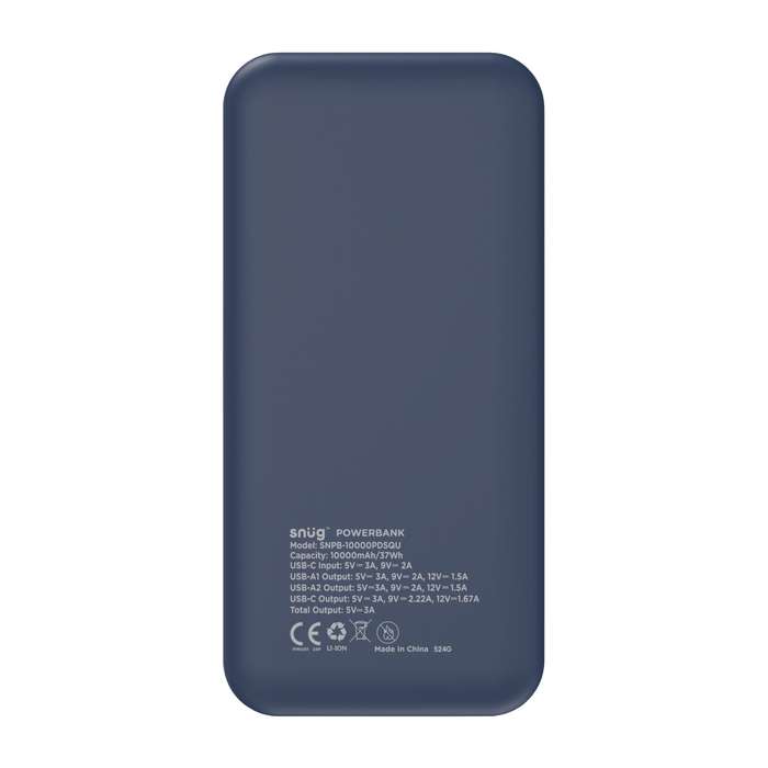 Snug 10000mAh Power Bank - 20W PD Square Digital - Blue