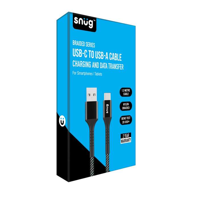 Snug 10W USB To Type C Cable - 1.2m Black