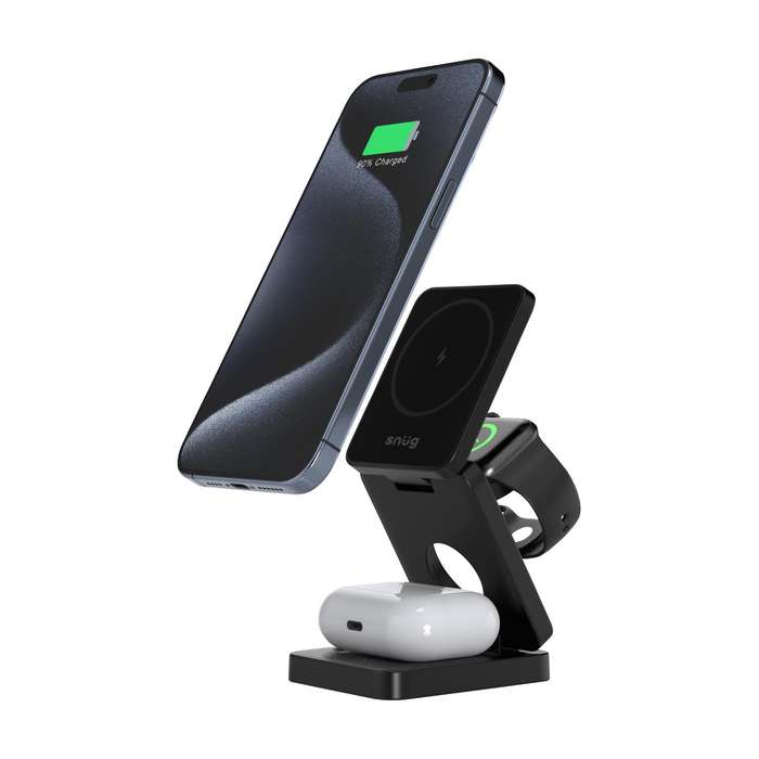 Snug 15W 3-In-1 Magnetic Wireless Charger 15W - Black