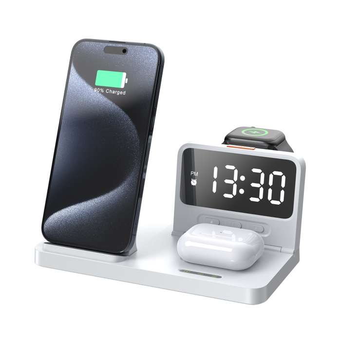 Snug 15W 4-In-1 Wireless Charger - Clock White