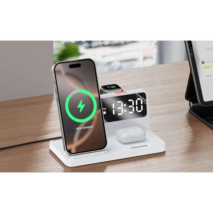 Snug 15W 4-In-1 Wireless Charger - Clock White