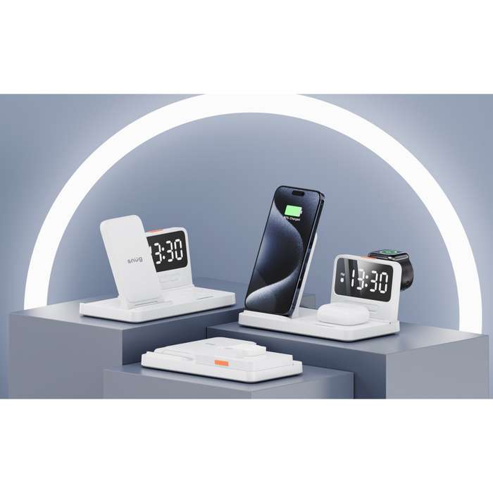 Snug 15W 4-In-1 Wireless Charger - Clock White
