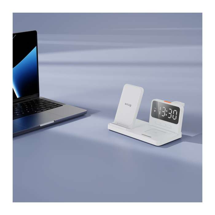 Snug 15W 4-In-1 Wireless Charger - Clock White