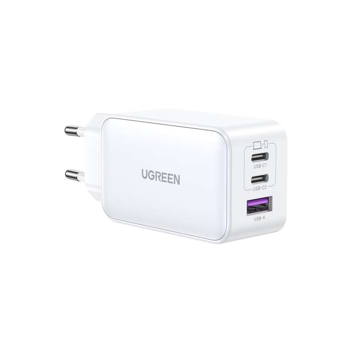 UGREEN 65W PD GaN Wall Charger - 3 Port - White