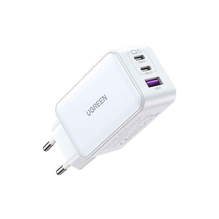 UGREEN 65W PD GaN Wall Charger - 3 Port - White