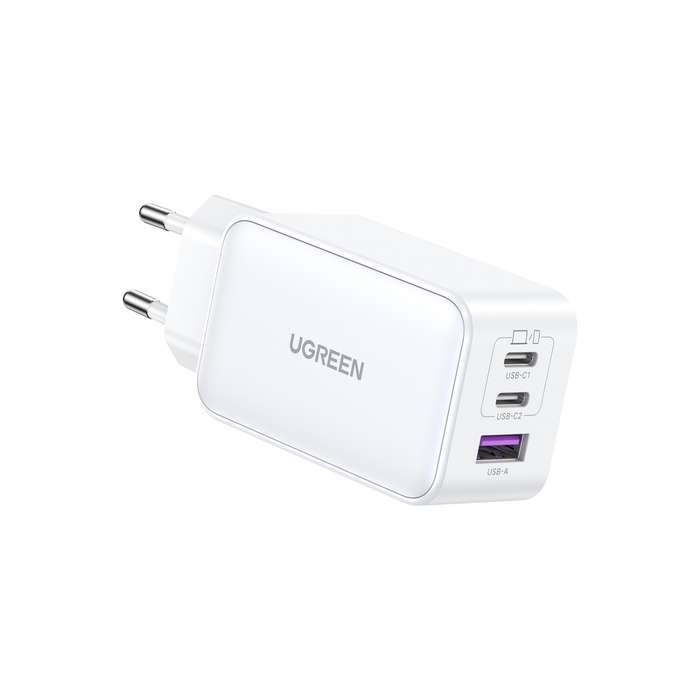 UGREEN 65W PD GaN Wall Charger - 3 Port - White
