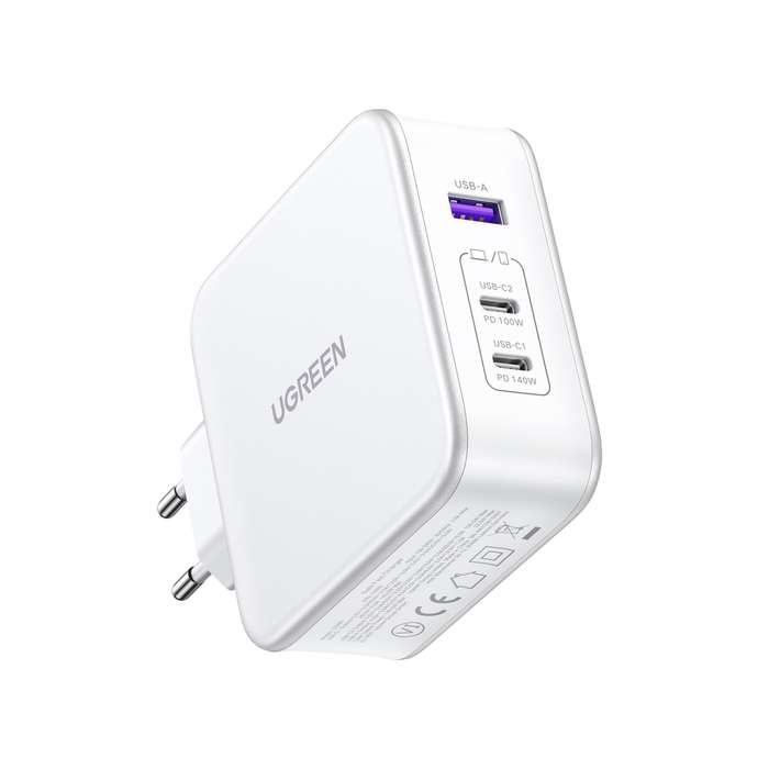 UGREEN 140W GaN Charger - 3 Port Fast Charger - White