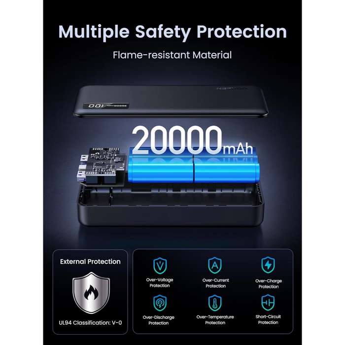UGREEN 20000mAh PD Power Bank - 20W - Black