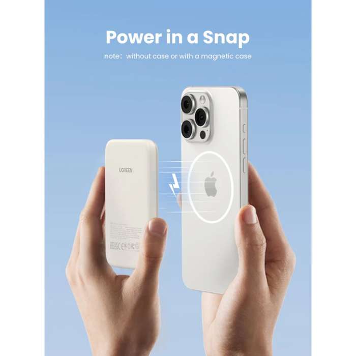 UGREEN Wireless PD Power Bank 5000mAh - 15W Magnetic - White