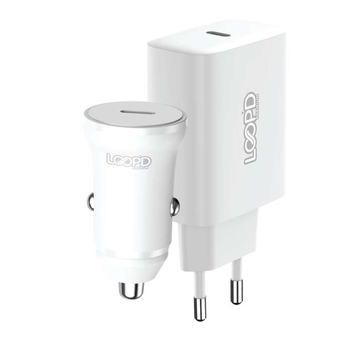 Loopd 20W Car And Wall Adapter Bundle - 1 Port Fast Charging Adapter
