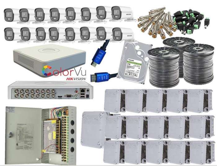 Hikvision 1080P ColorVu 16 Channel CCTV Kit With 2MP ColorVu Bullet Cameras &, 4TB HDD Bundle