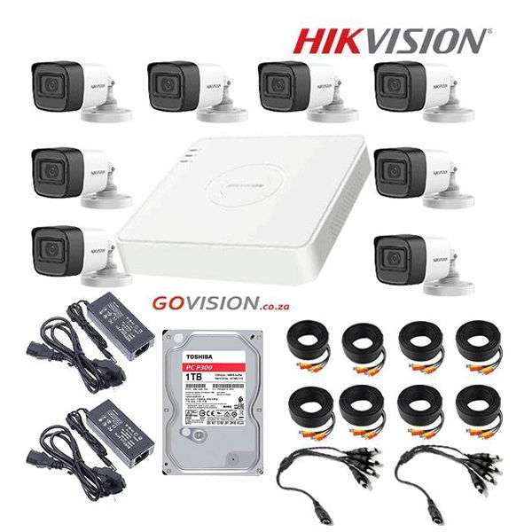 Hikvision 1080P 8 Channel CCTV Kit With 2MP IR Bullet Cameras &, 2TB HDD Bundle