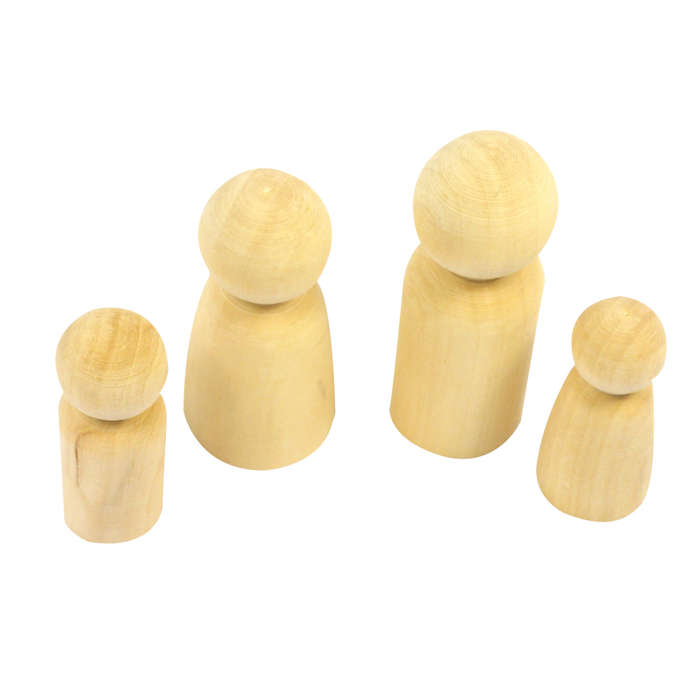 Anthony Peters - Wood People - Family - 2.5 x 6/7/8/9 cm - 8pcs