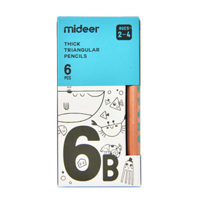 Mideer - Thick Triangular 6B Pencils- 6 Pieces
