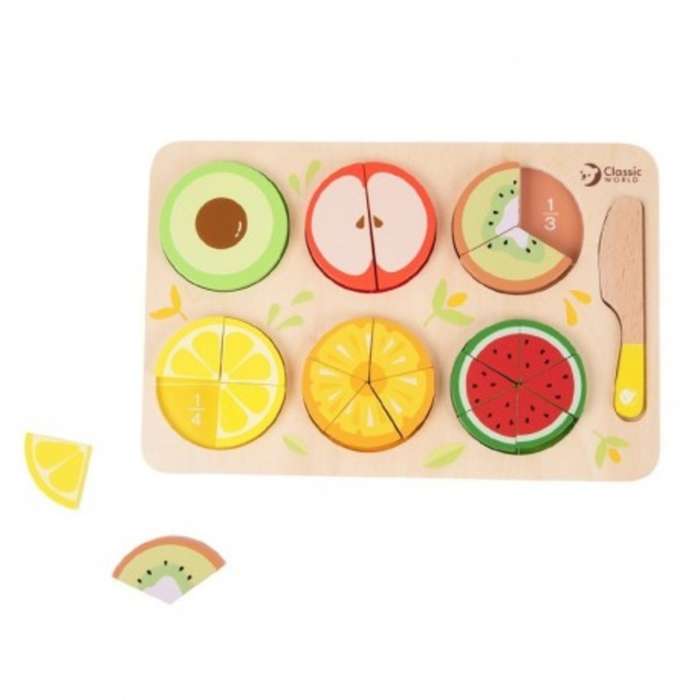Classic World - Fruity Fractions - Cutting Fruit Puzzle - 23pcs