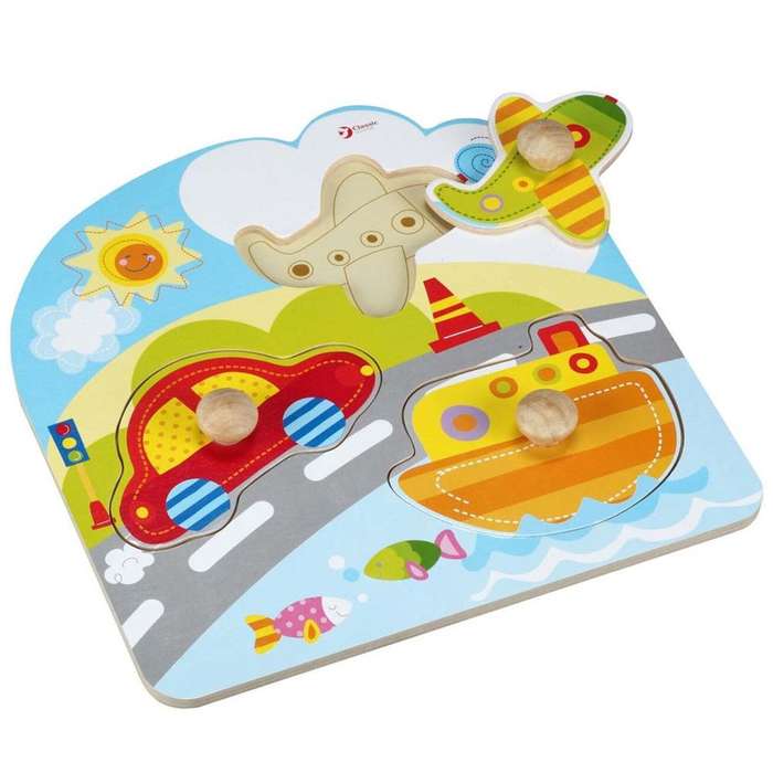 Classic World - Peg Puzzle - Transport - 3pcs