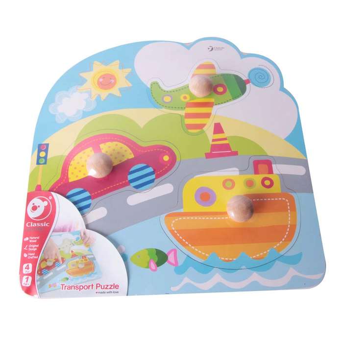 Classic World - Peg Puzzle - Transport - 3pcs