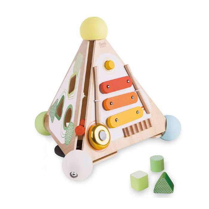 Classic World - Pyramid Activity Box - Four Sided Multi-Activity Busy Board