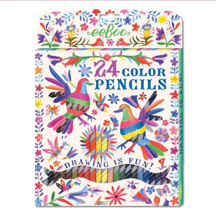 eeBoo - Oaxaca Birds 24 Color Pencils Paper