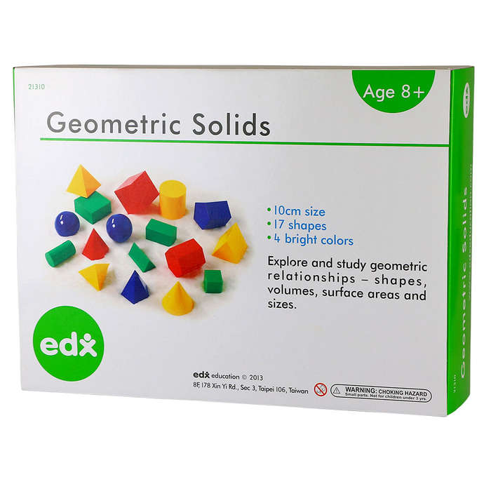 EDX Education - Geometric Solids - 10cm Plastic - 17pcs