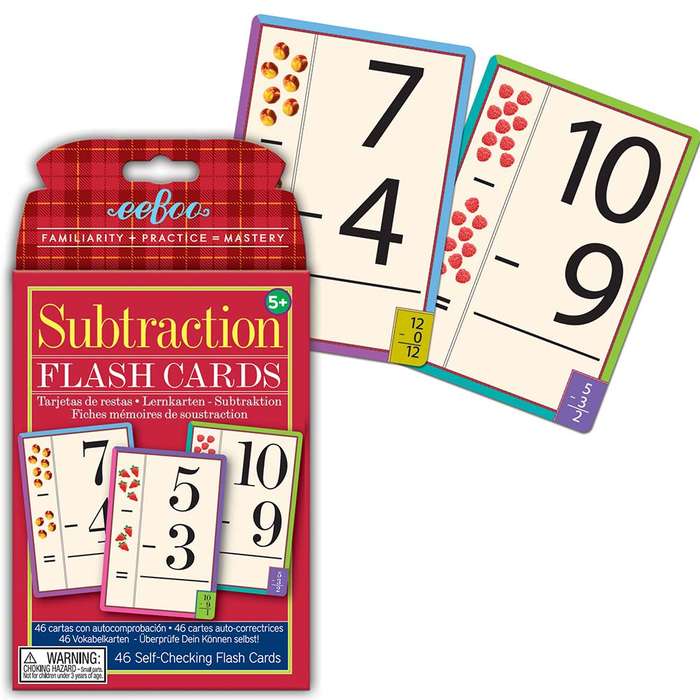 eeBoo - Subtraction Flash Cards - Educational Math Learning Cards