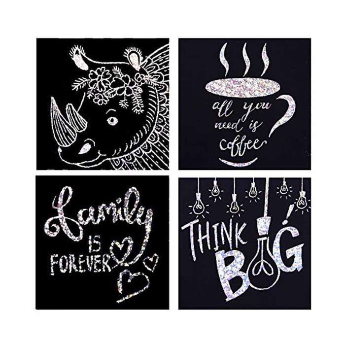 Jar Meló - Scratch Art Notes Set - Silver Hologram Glitter