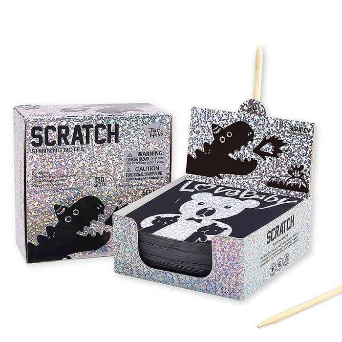 Jar Meló - Scratch Art Notes Set - Silver Hologram Glitter