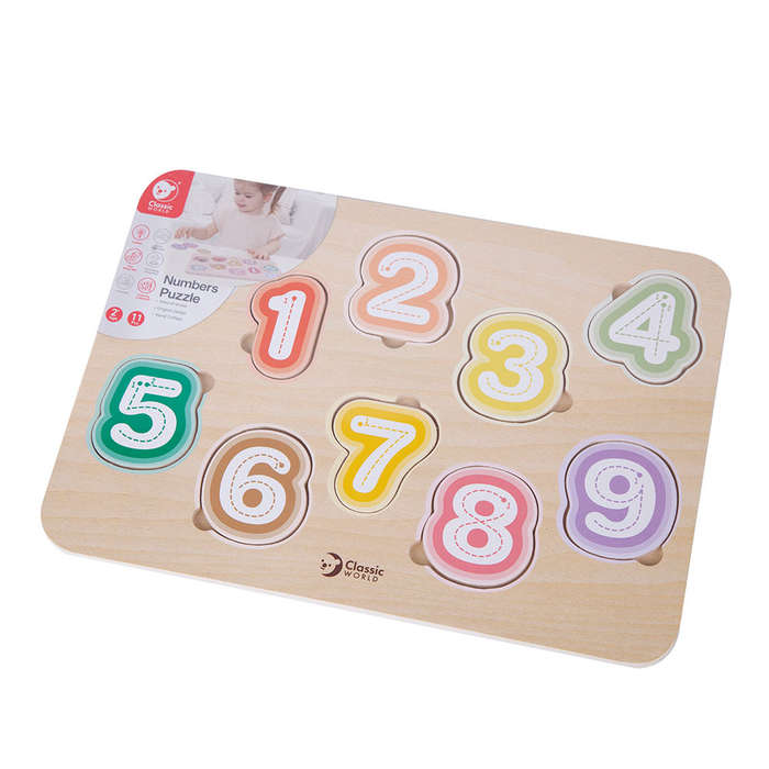 Classic World - Numbers & Fruit - Counting & Tracing Wooden Puzzle - 10pcs