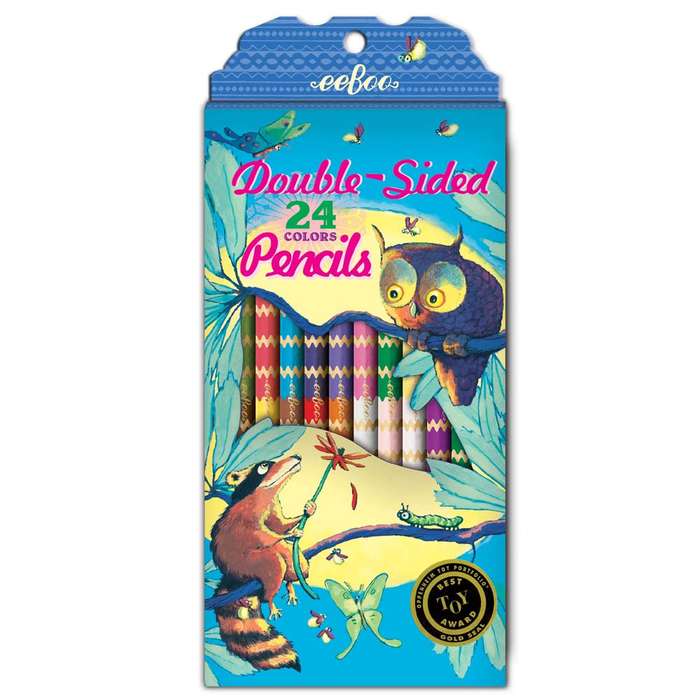 eeBoo - Raccoon and Owl 12 Double Sided Pencils
