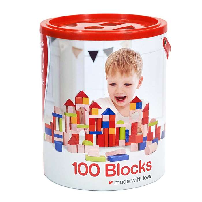 Classic World - Wooden Building Blocks with Sorting Lid - 100pcs